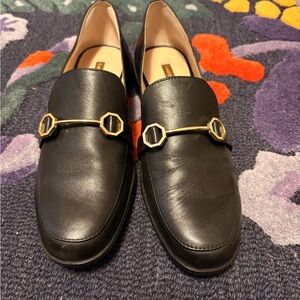Louise et Cie Black Loafers with Gold Detailing